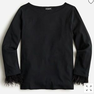 J Crew Feather Cuff Cotton T-shirt Size XXL